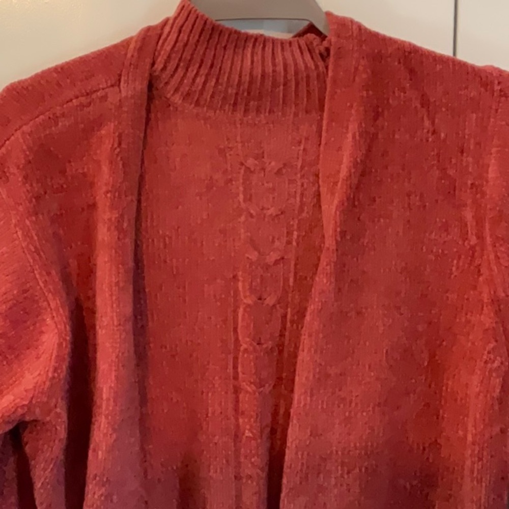 Denim&Co Rust Sleeveless Turtleneck Sweater and Knitted Duster Set - Picture 7 of 7
